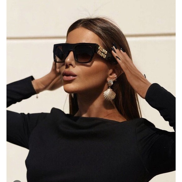 Miu Miu Sunglasses MU 09WS 1ABS0 Black Gold Dark Grey Lens Women Authentic main image 10